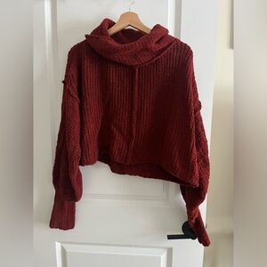 Free People Red Crop Turtleneck Sweater sz XS